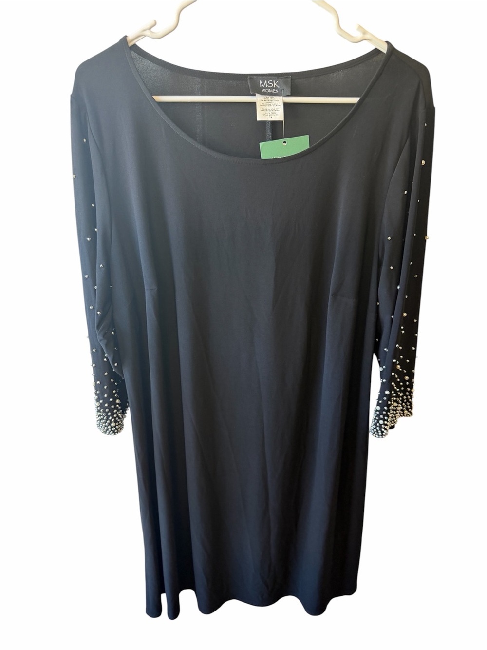MSK Women’s brand new black dress with pearls and rhinestones! Size 2X! NWT!